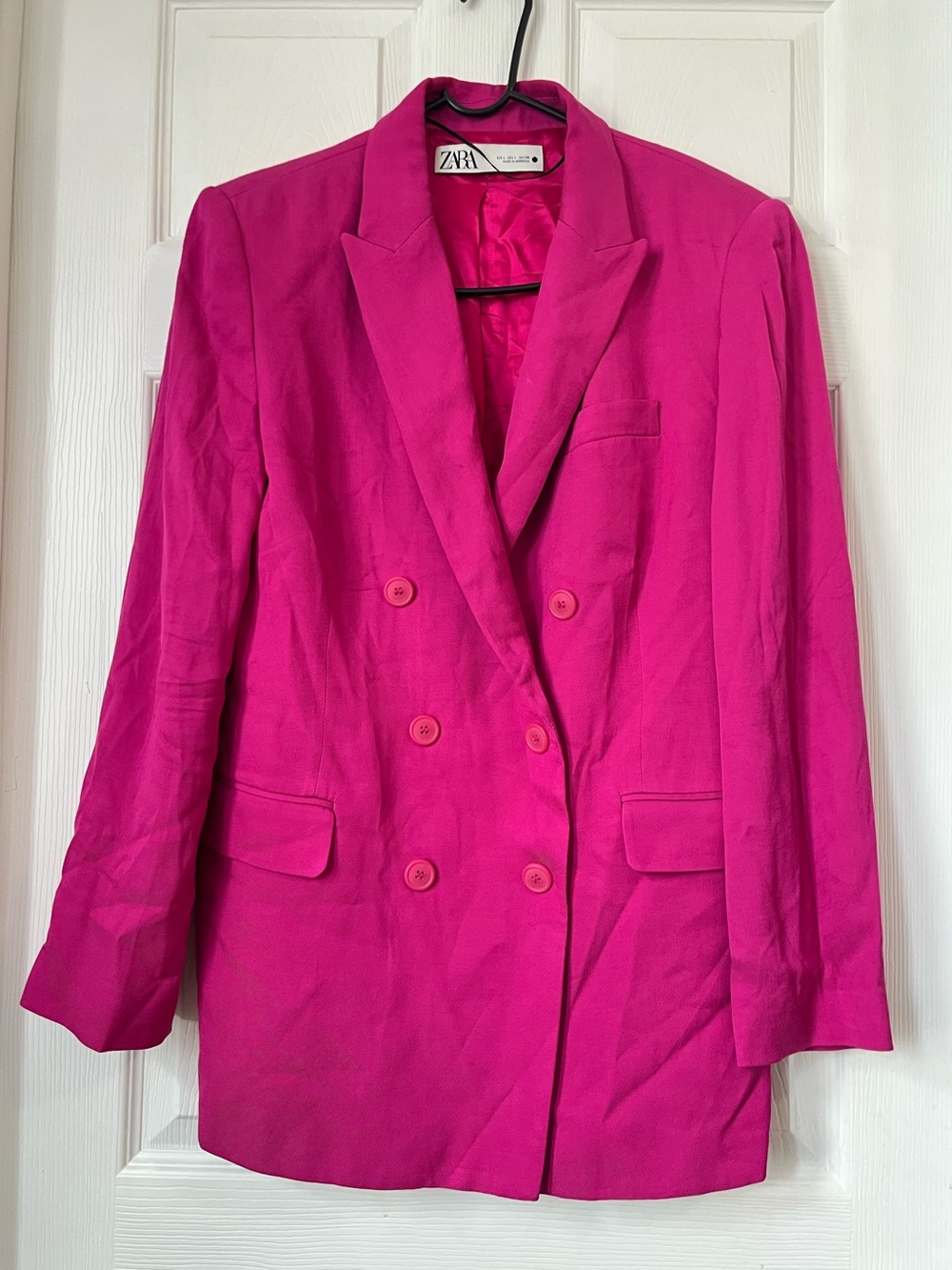 ZARA Women's Double-Breasted Hot Pink Blazer size L